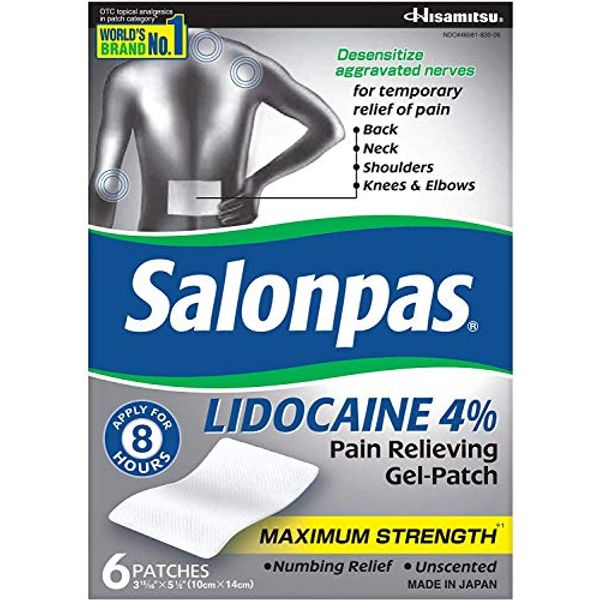 Salonpas LIDOCAINE (5 PACK Bundle) Pain Relieving Maximum Strength Gel Patch!