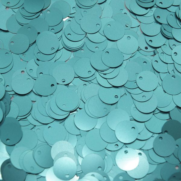 8mm Flat Sequins Aqua Blue Matte Metallic Medium Top Hole Made in USA