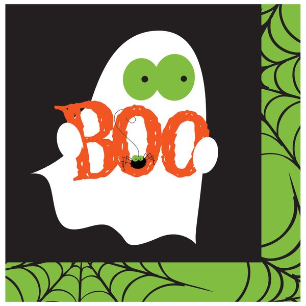 Creative Converting Frightful Fun Lunch Napkins, Black/Green/White