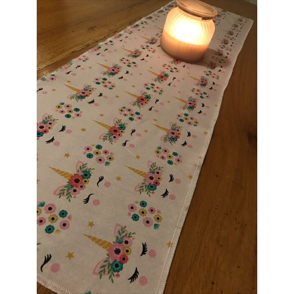 unicorn runner 12” X 42” Girls Room Dresser Runner Table Or Bench Underlay Candl