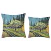 Vincent Van Gogh Orchard Bordered by Cypresses Garden Accent Throw Pillow