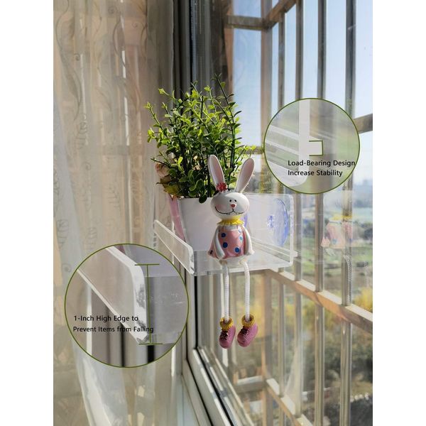 BXHYOLY Acrylic Window Shelf Window Box Shelf Ledge Suction Cup Shelf Box (12 INCH)