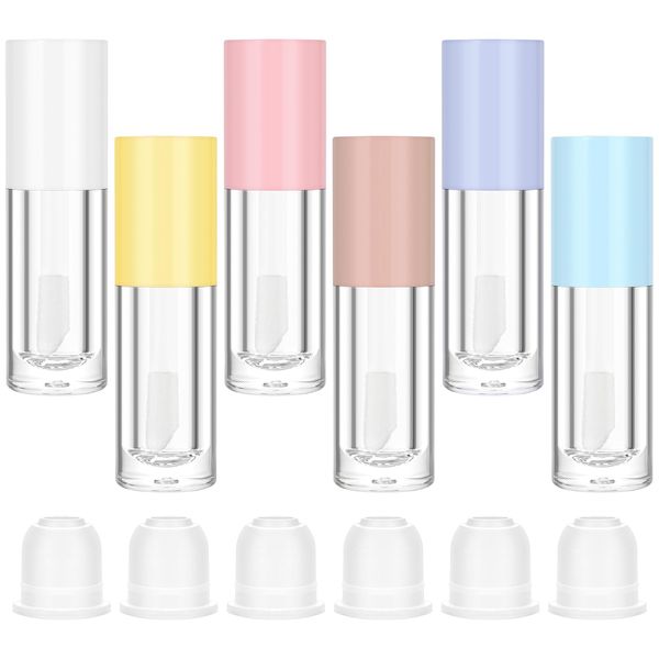 Oruola 6pcs Lip Gloss Tubes Empty,6ml Clear Lip Gloss Tubes with Wand Cuticle Oil Dispenser Refillable Transparent Lipstick Bottles for Women Girls DIY Makeup (Colorful)