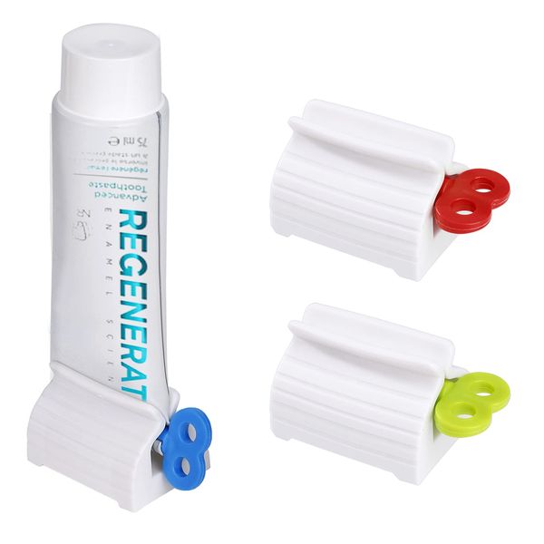 Toothpaste Tube Squeezers Rolling Squeezer Toothpaste Dispenser Seat Holder Stand for Toothpaste Creams Ointment 3 Pack