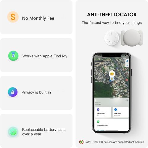 Vehicle GPS Tracker,No Monthly Fee Car Tracker with Magnetic Case,Car Tracking Device Work with Apple Find My App(iOS Only),Track Fleet,Van,Caravan,Motorbike,Bicycle,Car (White,1PCS)