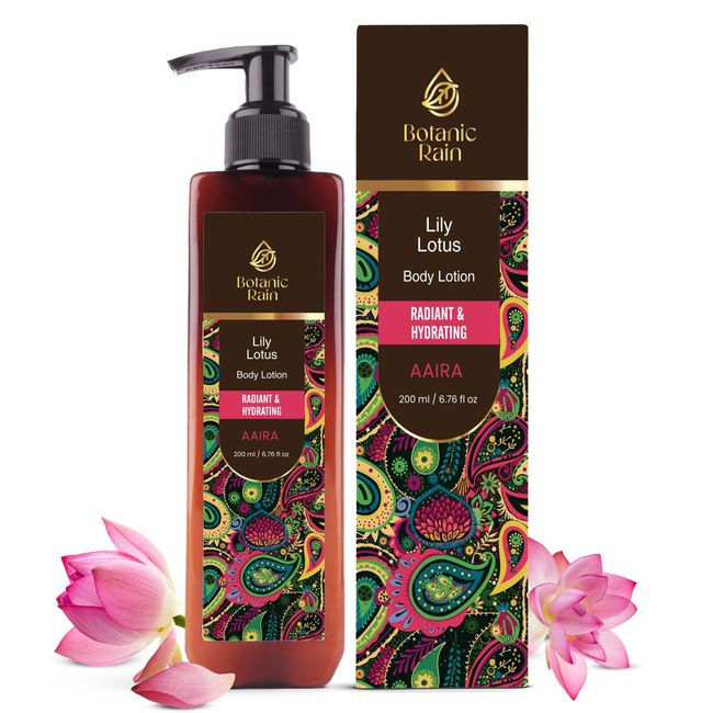 Botanic Rain Organic Body Lotion With Lily & Lotus - Ayurvedic, Natural Body Lotion, Vegan, and Cruelty-Free