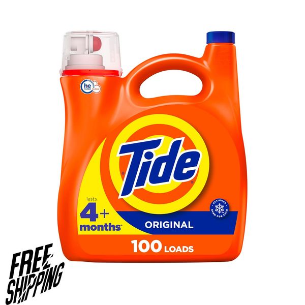 Tide Laundry Detergent Liquid, Original Scent, HE Compatible, 100 Loads, 132 oz.