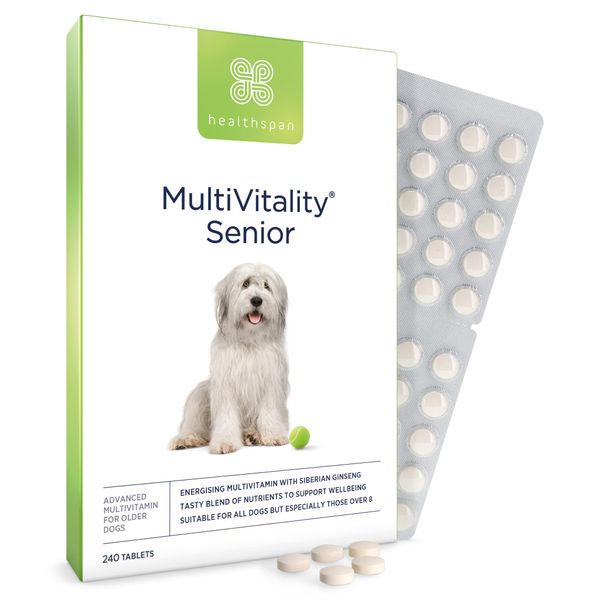Healthspan Multivitamin Senior For Dogs | 240 Tablets | Supports Heart & Joint Health | 15 Essential Nutrients | Beef Flavoured | Pet Health