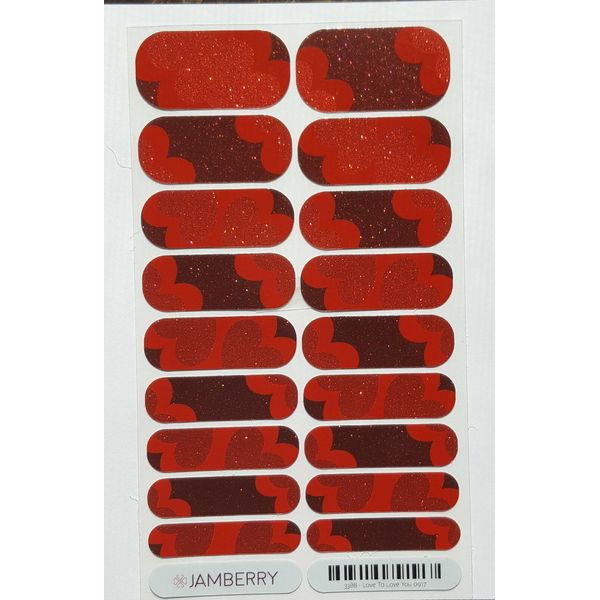Jamberry Nail Wraps - Love to Love - Red - Hearts - Valentine's - Full Set