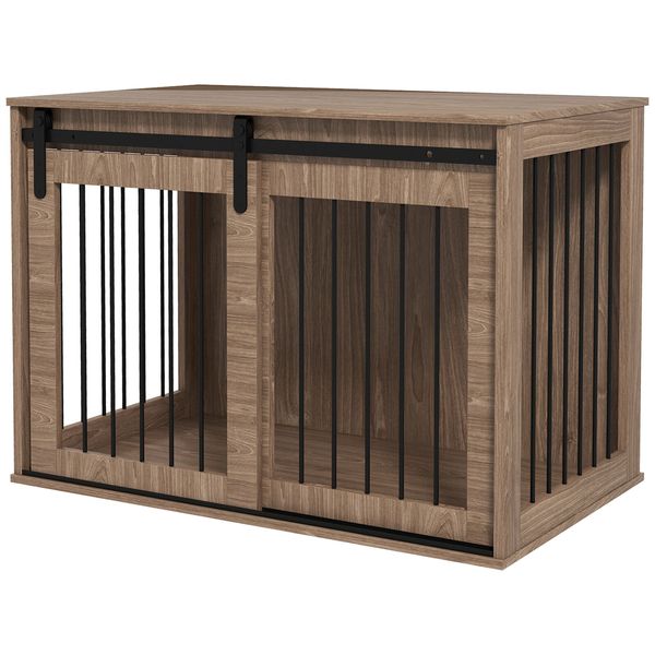 Dog Crate Cage Furniture Side End Table for Large Dog Sliding Door Indoor Kennel