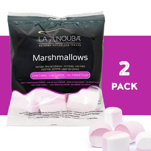 La Nouba Sugar-Free Marshmallows – 2 Value Packs – 2.7 oz. Each – Low Calorie, Low Carb, Fat-Free and Gluten Free Snack – Traditional Delicious Taste – All Natural and Healthy Marshmallows