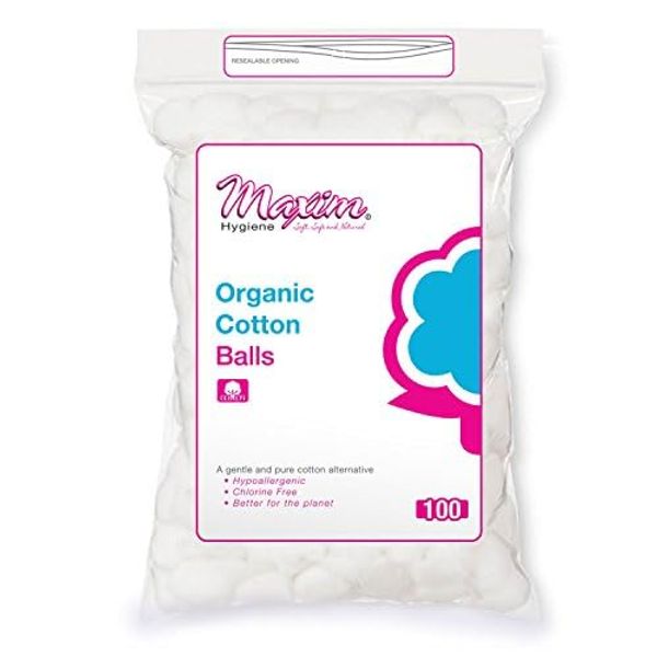 Maxim Organic Cotton Balls, Easy Closure Drawstring Packaging, 300ct, 3 Packs