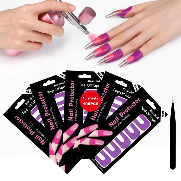 Saviland Nail Polish Protector for Fingers: 99.99% U V Protection 100pcs Nail Protector Airbrush Paint Nail Polish Protector U-shaped Neat Cuticle Protector for Nail Painting