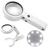 White 5X11X Magnifier 8 LED Lamp Magnifier with Light Folding Stand Table