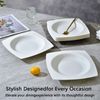 Elegant Square Salad Plate Set for 6 - Microwave Safe Ceramic Tableware