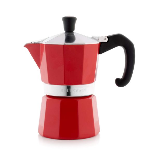 Bellemain Stovetop Espresso Maker Moka Pot (Red, 3 Cup)