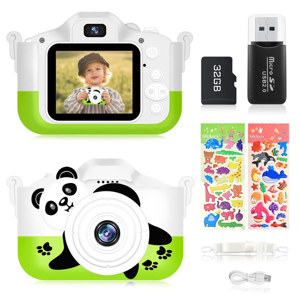 Kids Camera for Toddlers Age 3-12, YYPLIAN 48MP Hd Digital Camera for Kids, 1080P HD Kids Digital Video Cameras for Toddler with 32GB SD Card, Cartoon Sticker DIY, Lanyard