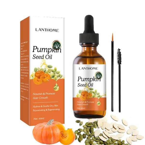 Pumpkin Seed Oil for Hair Growth,60ml Pumpkin Seed Essential Oil, Is Helpful for the Growth Of eyebrows, Eyelashes and dry damaged hair, And moisturizes scalp, Face, Nails, Body and skin