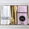 YouCustomizeIt Paris & Eiffel Tower Kitchen Towel - Waffle Weave - Partial Print