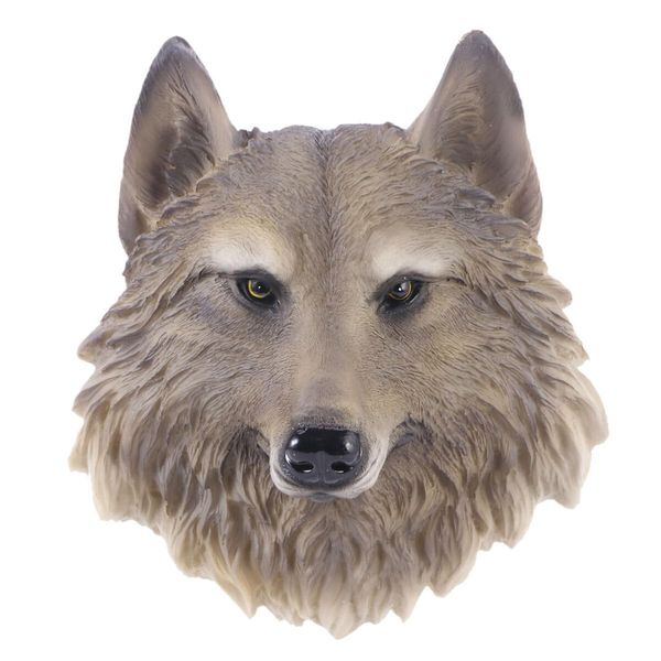 IMIKEYA Animal Head Wall Art Resin Wolf Head Plaque Wall Sculpture Wolf Face Mini Bust Wall Hanging Decoration for Indoor Study Room Ornament Gift (Wolf Head Ornament)