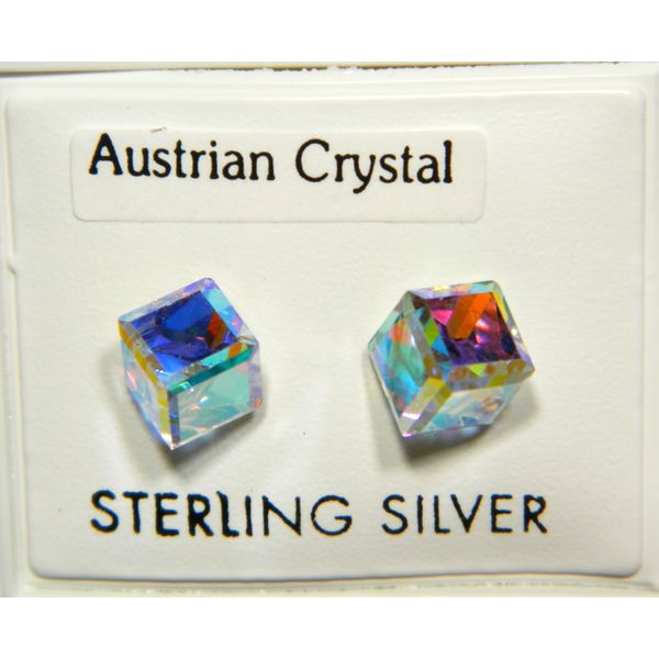 Arranview Jewellery A/B Crystal Cube 6mm Earring - 925 Sterling Silver
