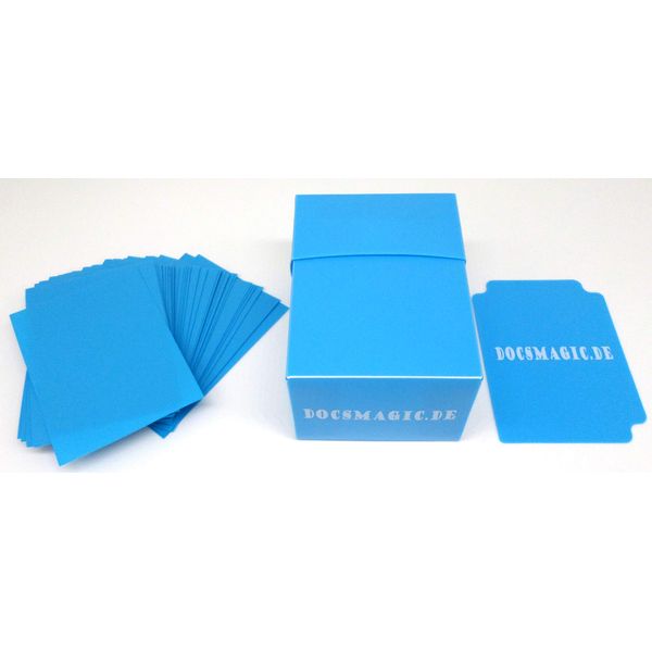 docsmagic.de Deck Box Full + 60 Double Mat Light Blue Sleeves Small Size - YGO