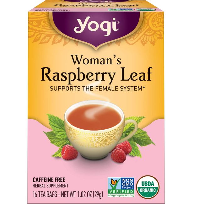 Yogi Tea Organic Raspberry Leaf Tea - 16 Tea Bags per Pack (4 Packs) - Caffeine-Free, Aids Discomfort of Menstruation - Made from Raspberry Leaves