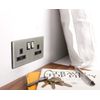 Double Wall Socket Switched Gloss Brushed Chrome 2 Gang Screwless 13a Double Pole N410DME