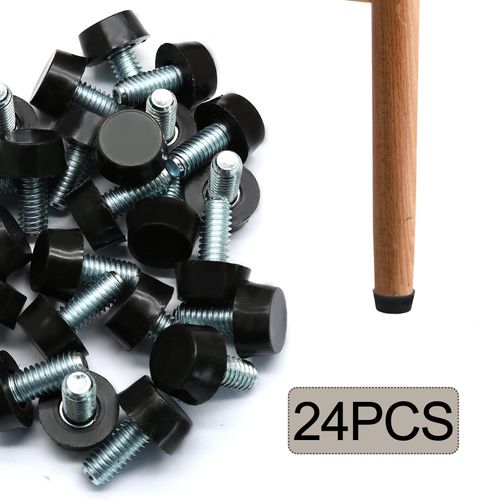 Jiozermi 24 Pcs Furniture Levelers 5/16"-18 UNC Table Leg Levelers, Levelling Foot Screw on Furniture Adjuster Mini Adjustable Feet for Furniture Legs Patio Furniture Feet - Black