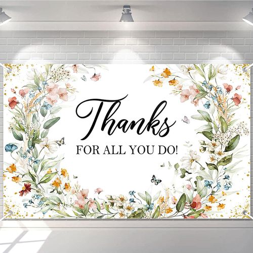 Avezano Thanks for All You Do Backdrop Wildflower Thank You Party Decorations Thank You Father Staff Teachers Professors Doctors Banner 70.8 x 43.3 Inch