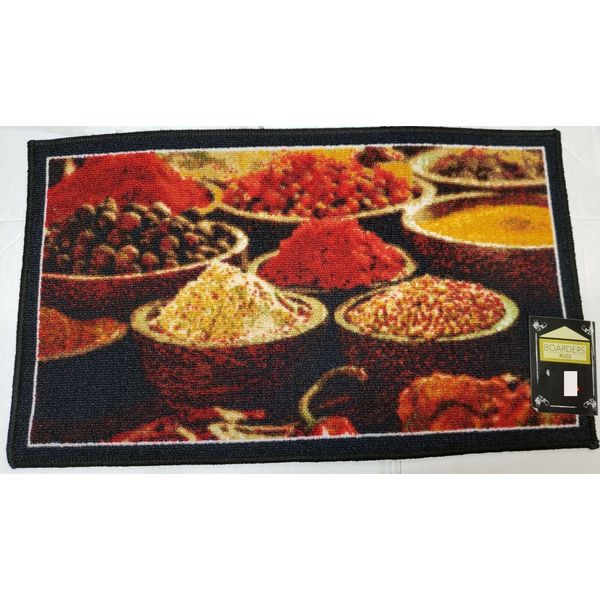 PRINTED NYLON KITCHEN RUG (nonskid back) (18" x 30") SPICES, rectangle, Borders