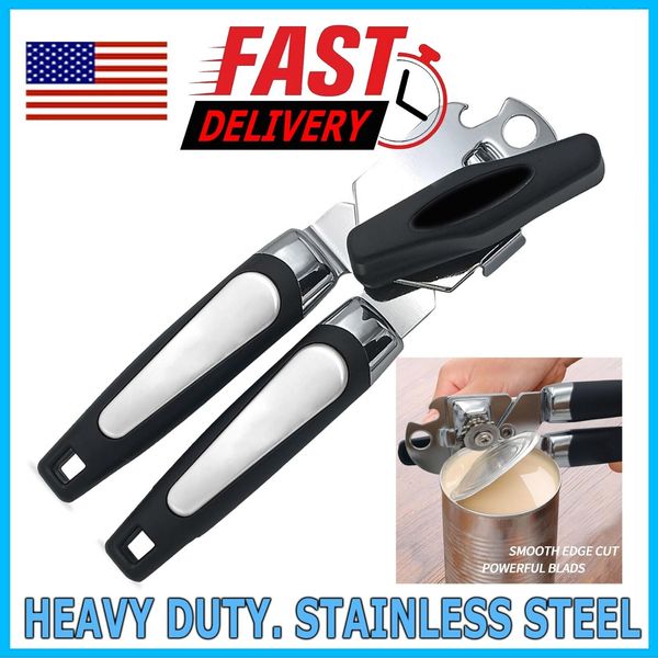 Heavy Duty Can Opener Smooth Edge Manual Stainless Steel Handy Easy Turn Knob