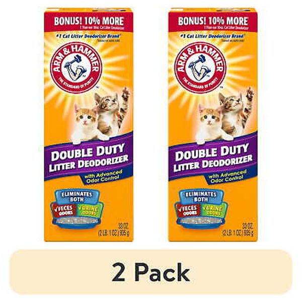 (2 pack) Double Duty Cat Litter Deodorizer and Pet Odor Eliminator, 33 oz Box