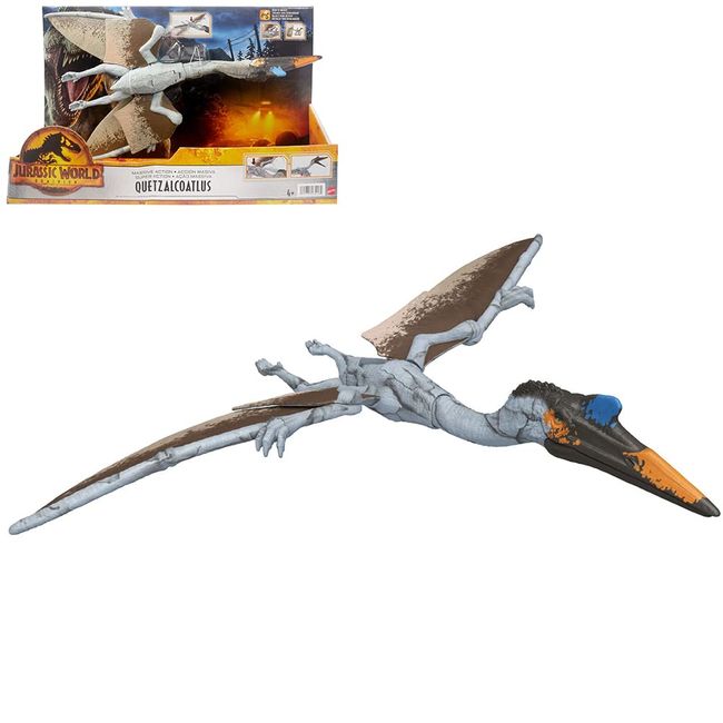 Mattel Jurassic World HDX48 New Ruler, Big Action! Quetzalcoatorus, Total Length: Approx. 14.2 inches (36 cm), Dinosaur Toy, 4 Years Old and Up