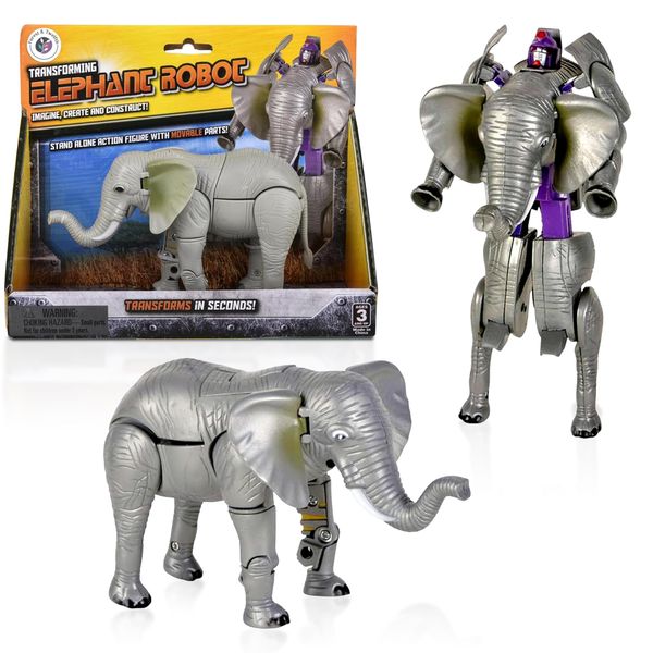 Forest & Twelfth Elephant Jungle Animal Toys – Transforming Action Figure – Changes from a Detailed Animal Toy to a Unique Robot Toy in Seconds – Great Gift for Both Girls and Boys (5" Elephant)