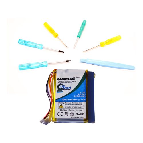 Replacement for Nuvi 255W Battery with Tools - Compatible with GPS Navigator Batteries (1300mAh 3.7V Lithium Polymer)