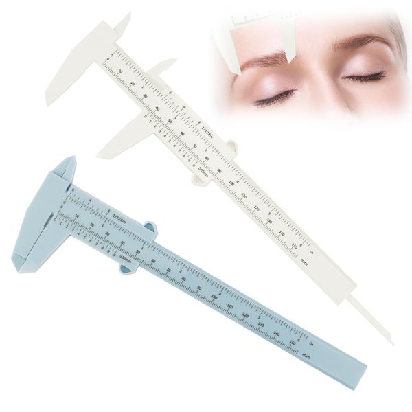 2PCS Vernier Caliper, Plastic Eyebrow Permanent Makeup Ruler, Waterproof Measuring Tool for Inside, Outside, Depth and Step Measurements