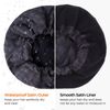 Shower Cap for Men Black Bath Cap, Reversible Large Waterproof Adjustable Shower Caps Terry Lining & Elastic Band Stretch Hem Hair Hat