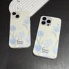Emylisa Artistic Blue Tulip Flower Soft Designed for iPhone Case (Beige,for iPhone 14 Pro Max)