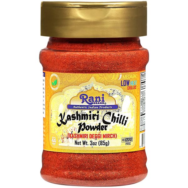 Rani Kashmiri Chilli Powder (Deggi Mirch, Low Heat) Ground Indian Spice 85g PET Jar ~ All Natural | Salt-Free | Vegan | Kosher | Gluten Friendly | Perfect for Deviled Eggs & Other Low Heat Dishes