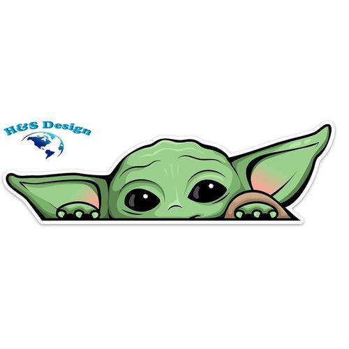2 Pack - Peeking Baby Yoda Vinyl Decal Sticker for Cars | Trucks | Vans | SUVs | Walls | Windows | Laptops | Notebooks | Cups | Bottles | Size: 5" x 2.5" | H&S