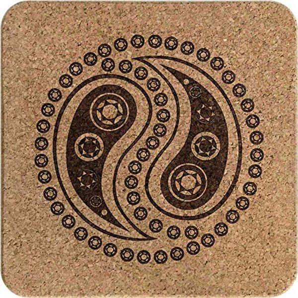 'Paisley Decoration' Square Cork Trivet/Pot Stand (TR00003880)