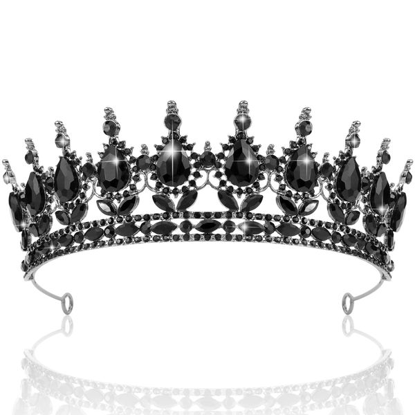 TOBATOBA Black Crowns and Tiaras for Women, Black Swan Costume Gothic Crown Gothic Tiara Gothic Wedding Dress Accessories Halloween Costumes Women Birthday Prom Pageant Cosplay Hair Accessories