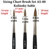 AS-80 Kolinsky Pure Sable Long Filbert Brush  Set 3 pcs