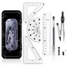 Maths Set | Compass Maths Protractor and Compass Set | Triangle Ruler Protractor Rubber Pen Geometry Sets with Storage Tin | Maths Sets for Secondary School (7Pcs Purple)