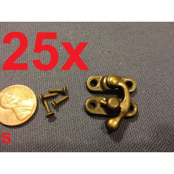 25  sets - (S) latch hook Hinge small mini  Antique wood box Catch Decorative A7