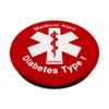Type 1 Diabetes Medical Alert (RED) PopSockets Swappable PopGrip