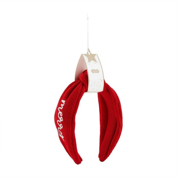 Mud Pie Women's Christmas Embroidered Headband, Red, One Size