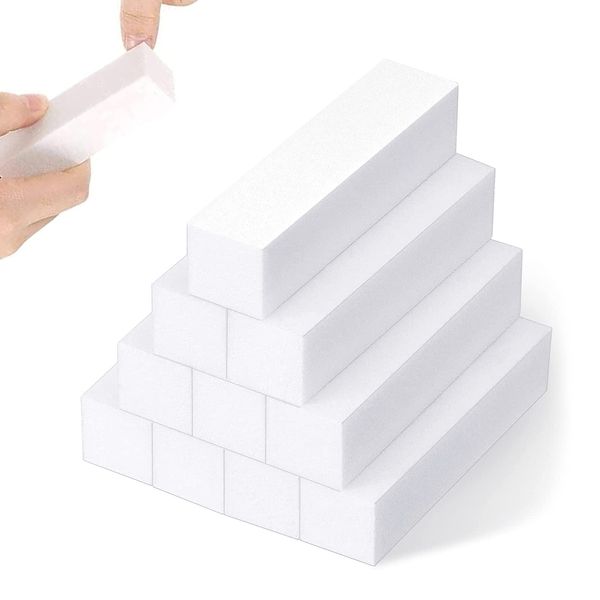 10 Pcs White Nail Buffer Block,Buffer Sanding Block for Natural Acrylic Nails,Professional Salon Nail Buffer Block,Nail Buffer Manicure Pedicure Tools(White)