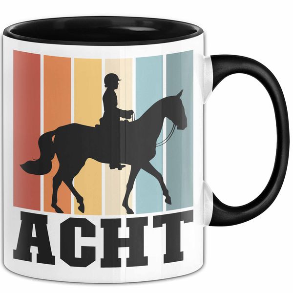 Tasse Geschenk Acht Retro Pferd Design Becher (Schwarz)